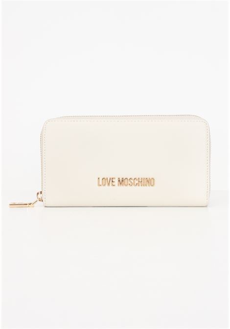 Ivory women's wallet with gold lettering zip around LOVE MOSCHINO | JC5700PP1ILD0110